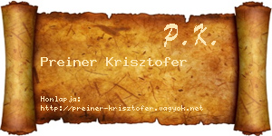 Preiner Krisztofer névjegykártya
